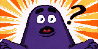 A Purple Cartoon Character With A Surprised Look On His Face And A Question Mark Behind Him GIF