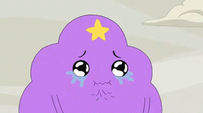 A Purple Cartoon Character With A Yellow Star On Top Is Crying GIF