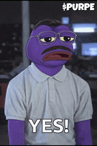 A Purple Cartoon Character With Glasses And A Mustache Says Yes GIF