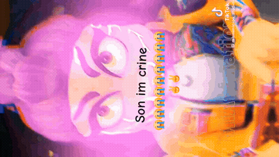 A Purple Cartoon Character With The Words Son Im Crine On It GIF