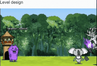 A Purple Cat And A Koala Are In A Video Game With The Words Level Design Above Them GIF