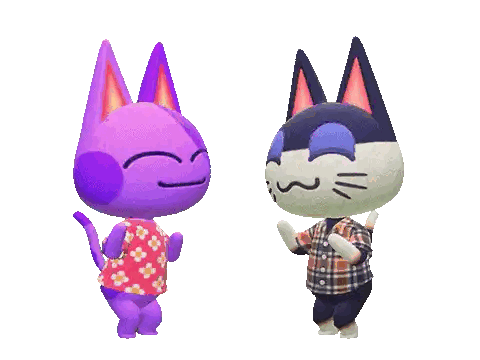 A Purple Cat And A White Cat Are Dancing Together On A White Background Sticker