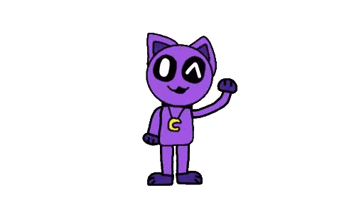 A Purple Cat Wearing A Necklace With The Letter C On It . Sticker