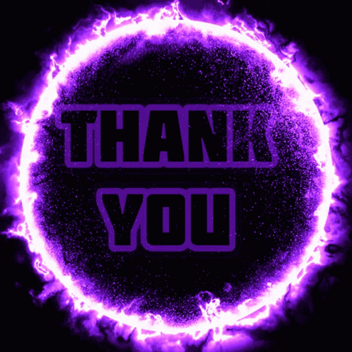 A Purple Circle With The Words Thank You Inside GIF