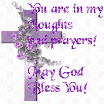 A Purple Cross With The Words You Are In My Thoughts And Prayers May God Bless You GIF