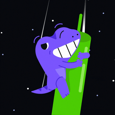A Purple Dinosaur Is Holding A Green Object With A Green Straw GIF
