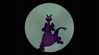 A Purple Dragon With Horns Is Standing In A Circle On A Black Background . GIF