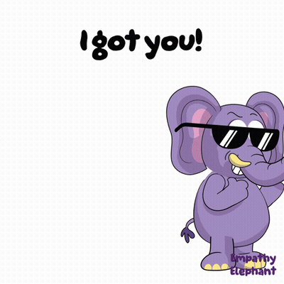 A Purple Elephant Wearing Sunglasses With The Words I Got You Below It GIF
