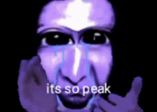A Purple Face With Tears Coming Out Of It And The Words It 'S So Peak Above It GIF