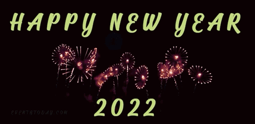 A Purple Fireworks Display With The Words Happy New Year 2022 On The Bottom GIF