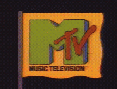 A Purple Flag With A Yellow Mtv Logo On It GIF