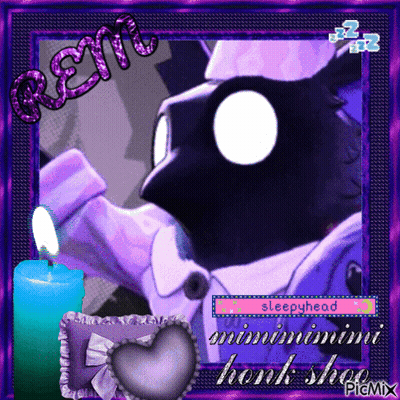 A Purple Frame With A Picture Of A Cartoon Character And The Name Sleepyhead GIF