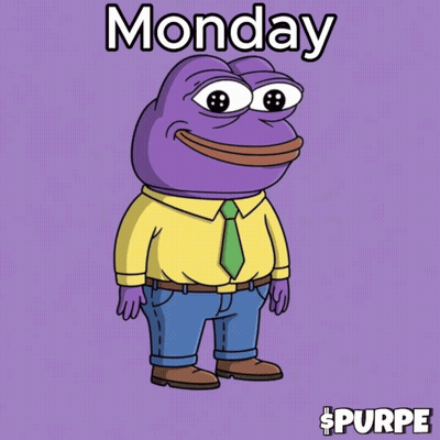 A Purple Frog In A Yellow Shirt And Tie With The Words Monday Fresh Start On The Bottom GIF