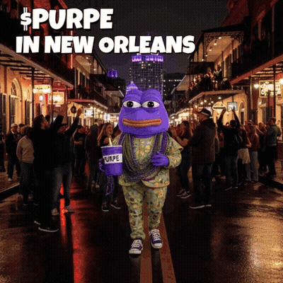 A Purple Frog Mascot Holding A Cup That Says Purpe GIF