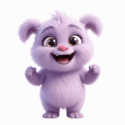 A Purple Furry Cartoon Character With Big Eyes GIF