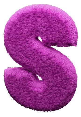 A Purple Furry Letter S With A Hole In It Sticker
