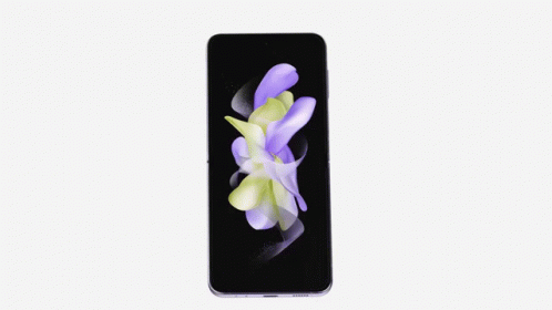 A Purple Galaxy Z Flip4 Is Displayed On A White Surface GIF