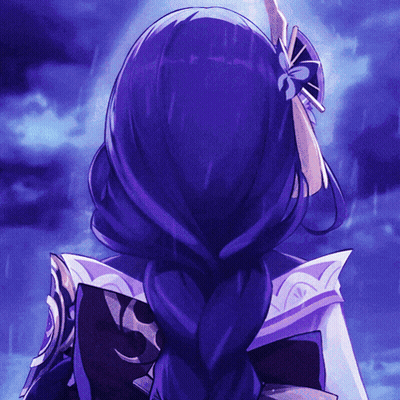 A Purple Haired Anime Character With A Fan In Her Hair GIF