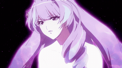 A Purple Haired Anime Character With A Purple Background GIF