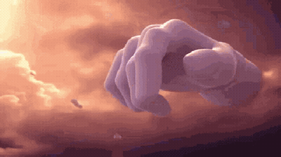 A Purple Hand Is Reaching Out Towards The Sky GIF