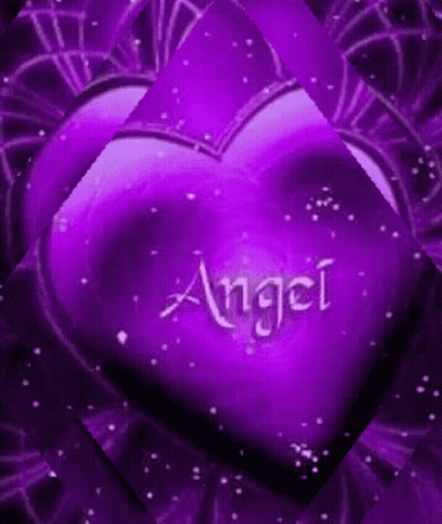 A Purple Heart With The Word Angel On It GIF