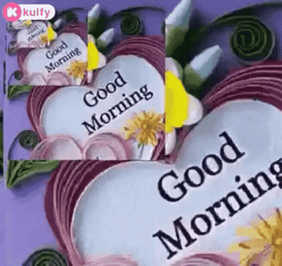 A Purple Heart With The Words `` Good Morning '' Written On It . GIF