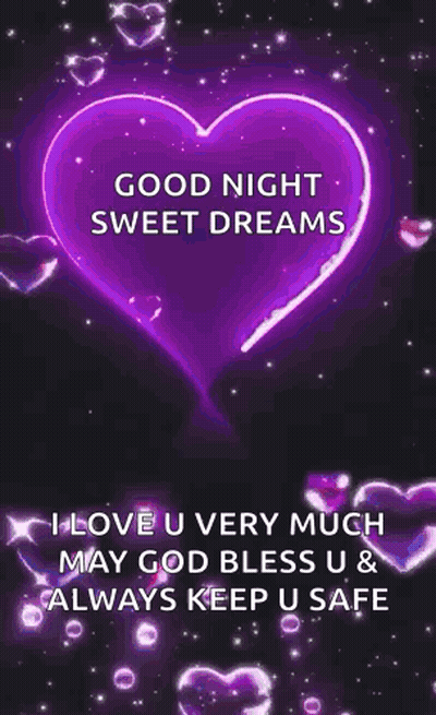 A Purple Heart With The Words `` Good Night Sweet Dreams '' On It . GIF