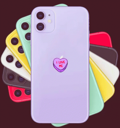 A Purple Iphone With A Heart That Says " I Love Me " GIF