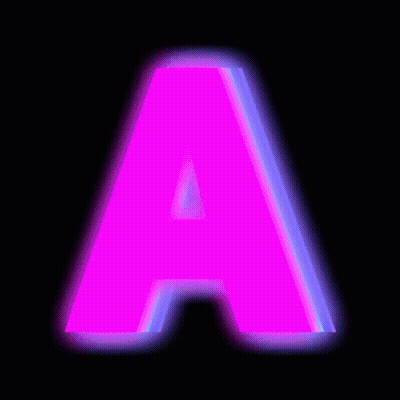 A Purple Letter A Is Surrounded By Black And Blue Triangles GIF