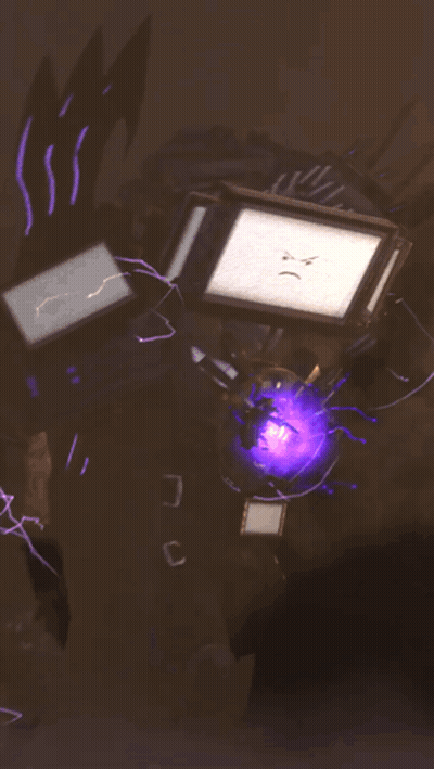 A Purple Lightning Bolt Strikes In The Dark Sky GIF