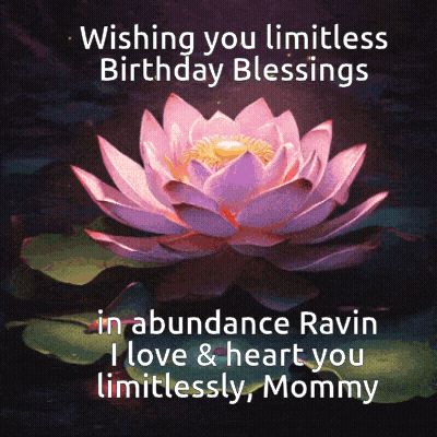 A Purple Lotus Flower With The Words Wishing You Limitless Birthday Blessings In Abundance Ravin GIF