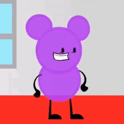 A Purple Mickey Mouse Is Standing On A Red Carpet . GIF