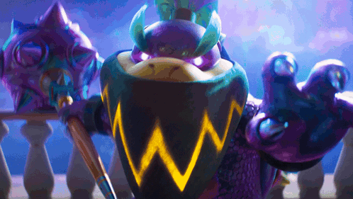 Purple Monster With Horns And Glowing W GIF