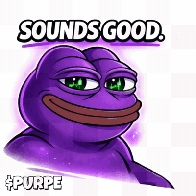 A Purple Pepe Frog With The Words Sounds Good Above Him GIF