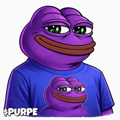 A Purple Pepe The Frog Wearing A Blue Shirt GIF
