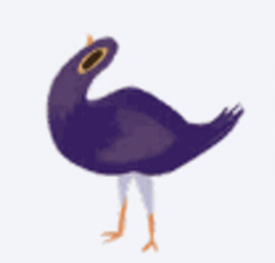 A Purple Pigeon With A Long Neck And Legs Is Standing On Its Hind Legs . GIF