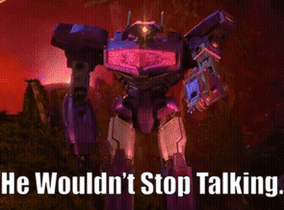 A Purple Robot With The Words He Wouldn 'T Stop Talking GIF