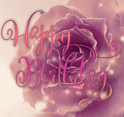 A Purple Rose With The Words Happy Birthday Written On It GIF