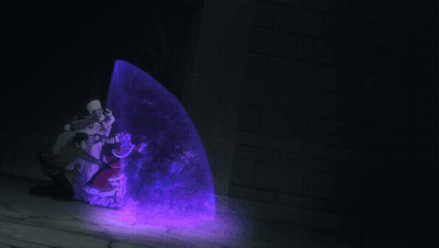 A Purple Shield Is Being Thrown By A Person GIF