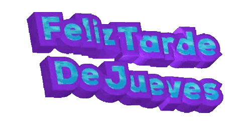 A Purple Sign That Says Feliz Tarde De Jueves On A White Background Sticker