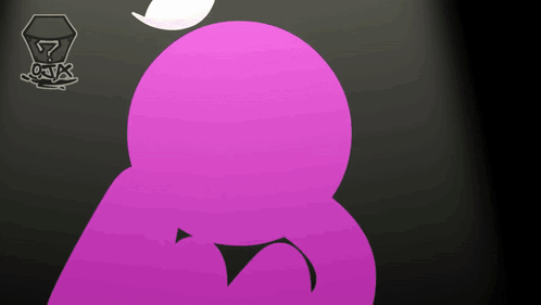 A Purple Silhouette Of A Person With A Speech Bubble On Top Of It GIF