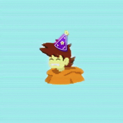 A Purple Silhouette Of A Wizard With A Star On His Hat Is On A Blue Background GIF