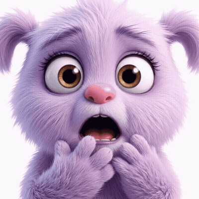 A Purple Stuffed Animal With A Surprised Look On Her Face GIF