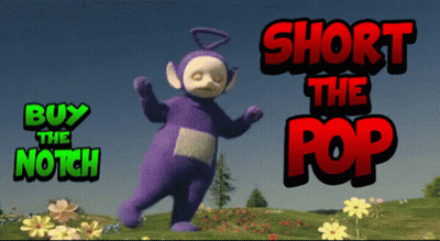 A Purple Teddy Bear Stands In A Field With The Words Buy The Notch Below It GIF