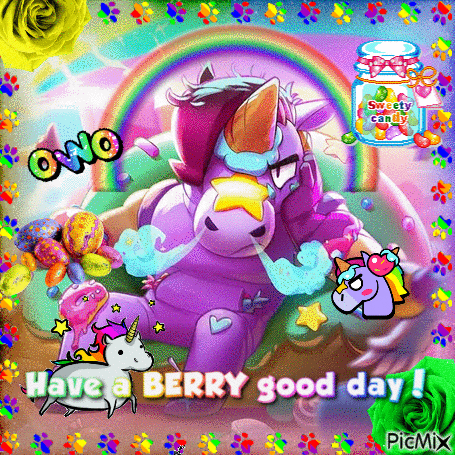 A Purple Unicorn Is Smoking A Cigarette And Says Have A Berry Good Day ! GIF