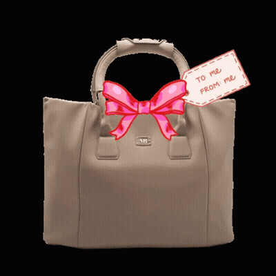 A Purse With A Label That Says To Me From Me GIF