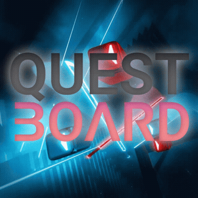 A Quest Board Poster With A Red Sword In The Background GIF