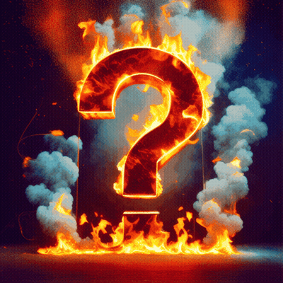 A Question Mark That Is On Fire GIF