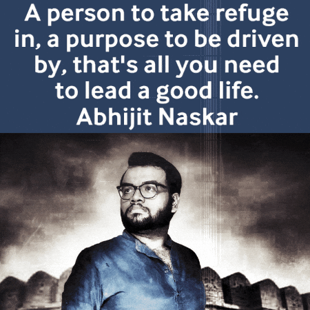 A Quote By Abhijit Naskar Is Displayed Above A Man GIF