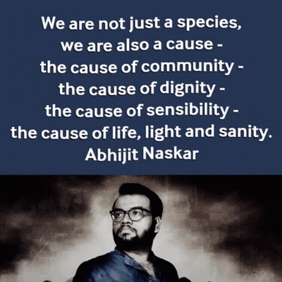 A Quote By Abhijit Naskar Is On A Blue Background GIF